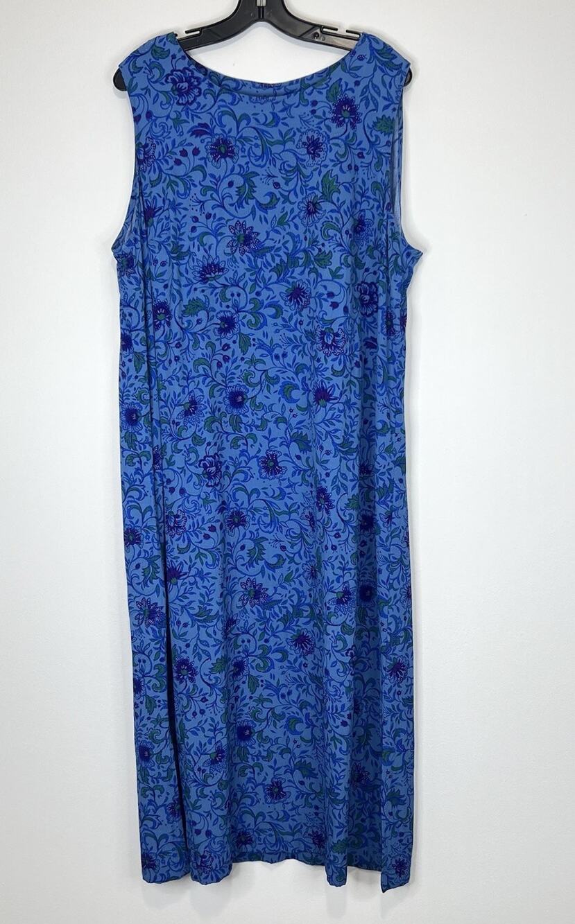 Halmode Plus 22W Blue Floral Sleeveless Rayon Maxi Dress Plus Size Boho